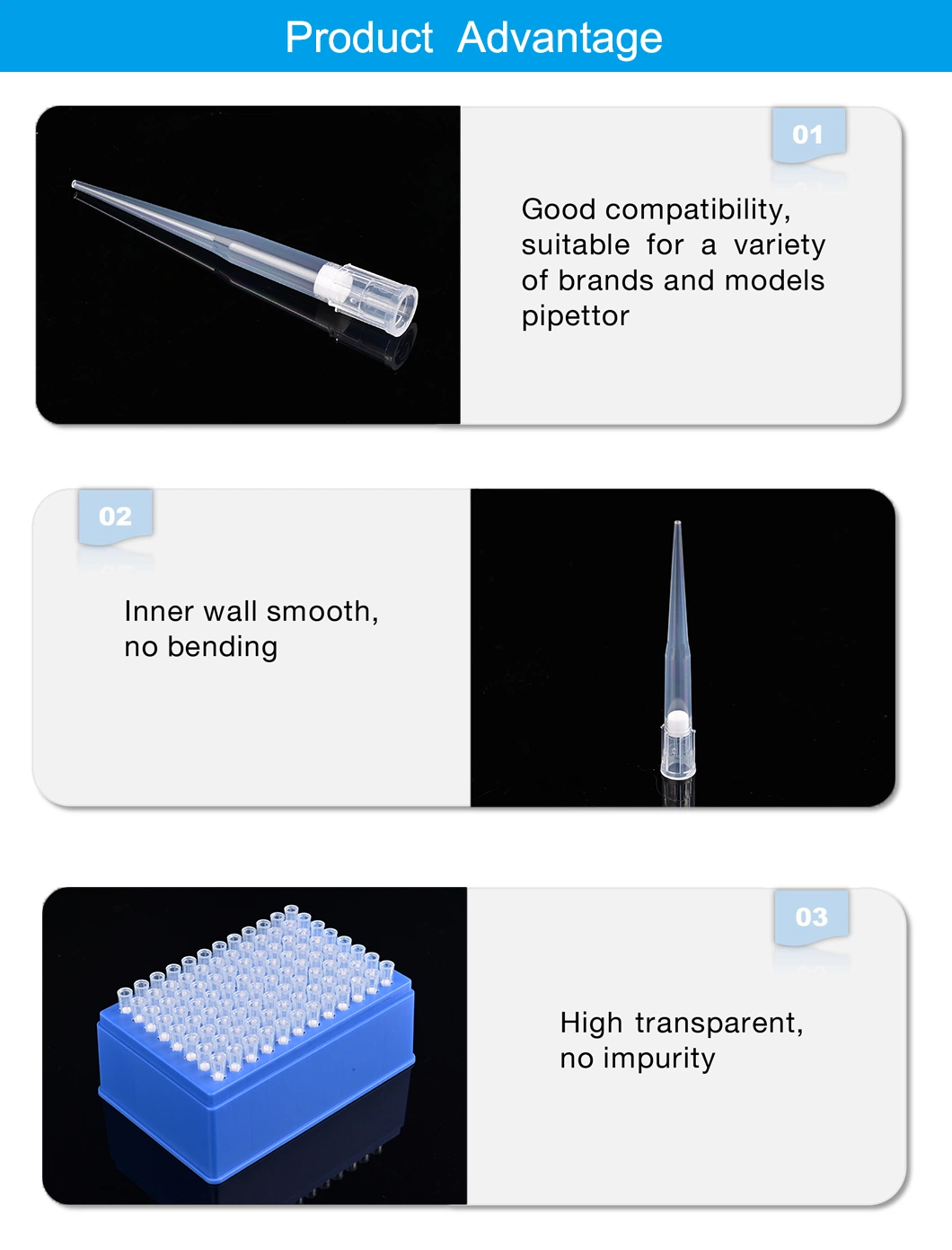 Medical Grade Polypropylene Material Beckman Automatic/Automation Pipette Tips for Biobanking