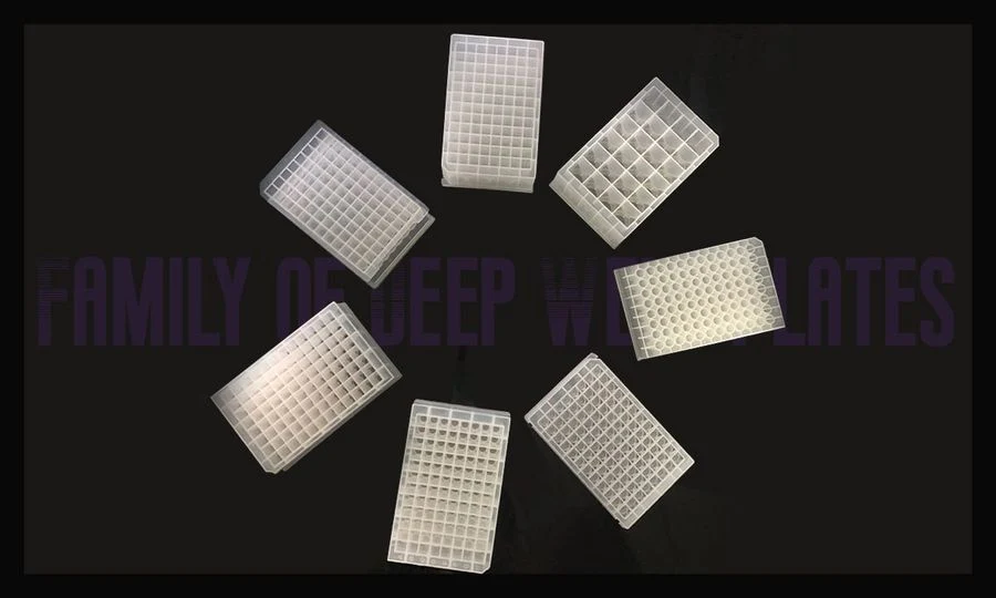 Disposable Laboratory PP Deep Well Plates 96 Wells 0.5ml 1.0ml 1.6ml 2.2ml 10ml Round and Square Wells V and U Bottom DNA Extraction Plates