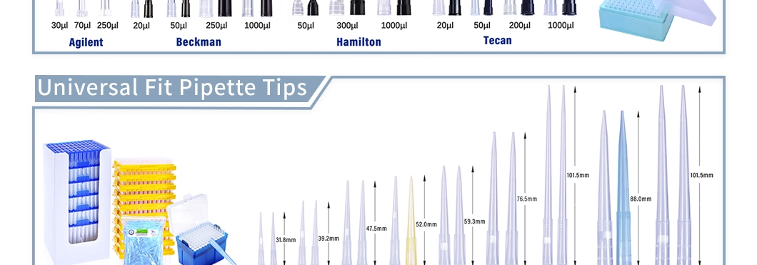 200UL Sterilized Universal Racked Filter Pipette Tip for Laboratory sampling