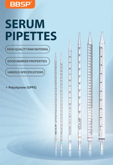 Laboratory Consumable 5ml 10ml 25ml 50ml Highly Transparent PP Disposable Sterile Serological Transfer Pipettes